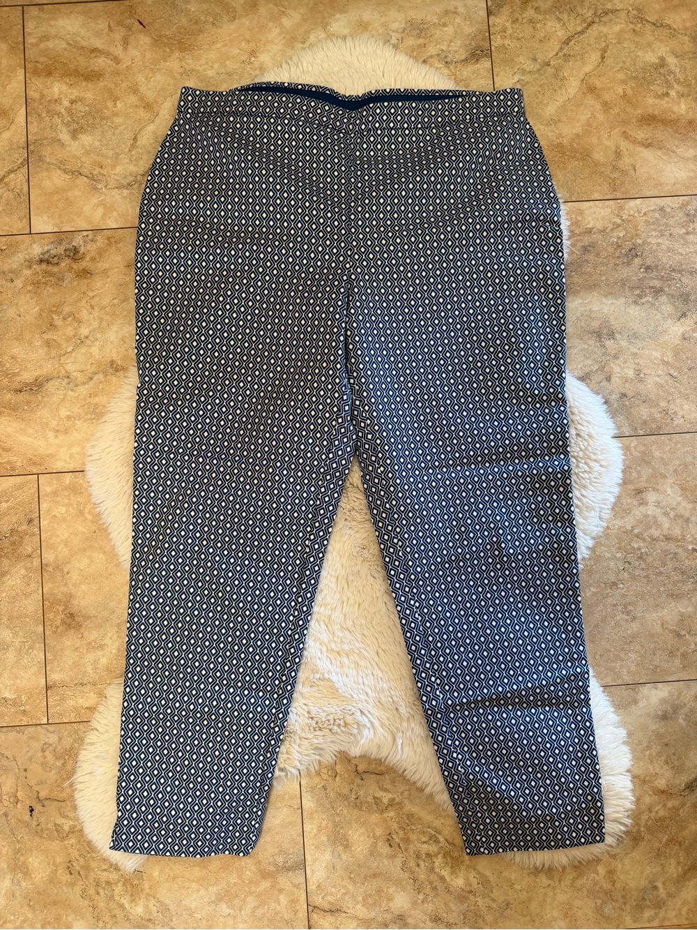 Vince Camuto Navy and Light Gray Geometric Skirt